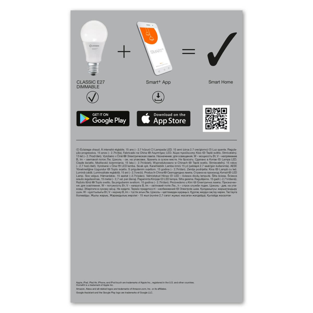 Ledvance 3er Pack SMART+ WiFi LED Classic A100, 14 W = 100 W, 1521 lm, E27, Warmweiß, 2700 K Produktabbildung 3