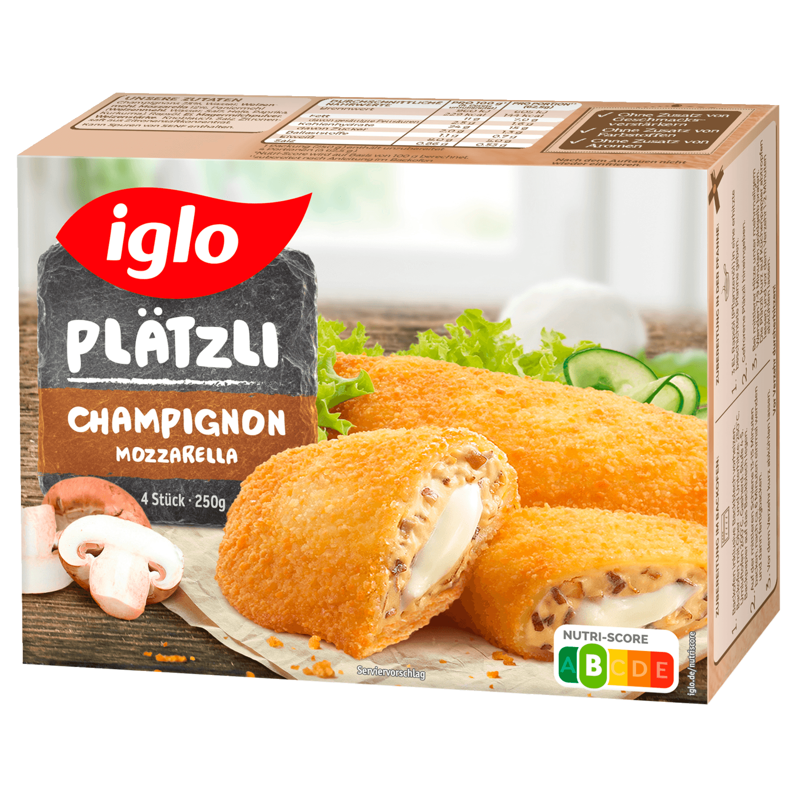 Iglo Plätzli Champignon Mozzarella 250g