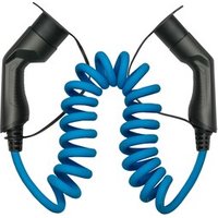 Kabelmeister E-Auto-Spiralladekabel, Typ 2 Stecker an Buchse, 32 A, 5 m, blau
