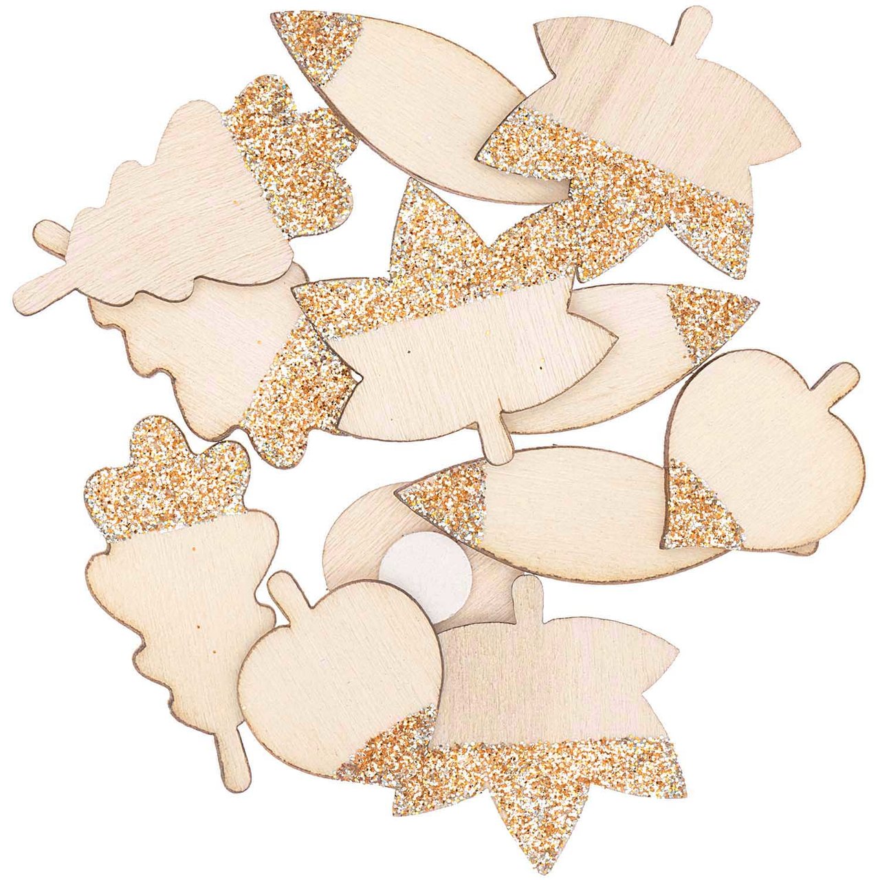 Ohhh! Lovely! Holzsticker Blätter Mix mit Glitter natur-roségold 48 Stück