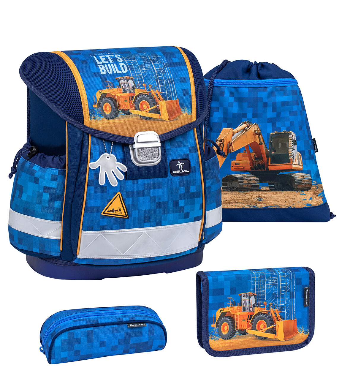 Belmil Schulranzen Set Classy 4tlg. Bulldozer blau