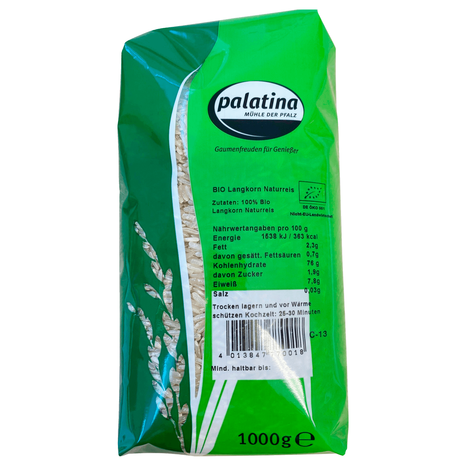 Palatina Bio Langkorn Naturreis 1kg