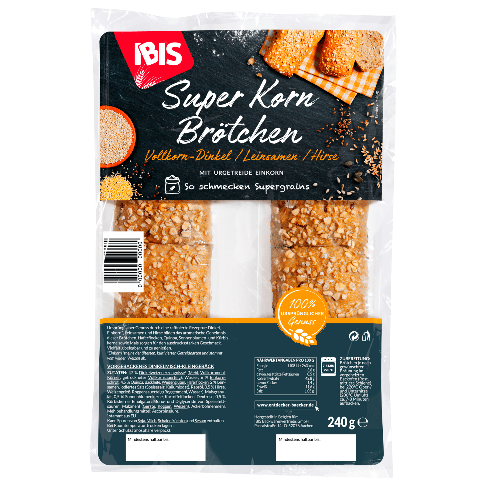 Ibis Super Korn Brötchen 240g