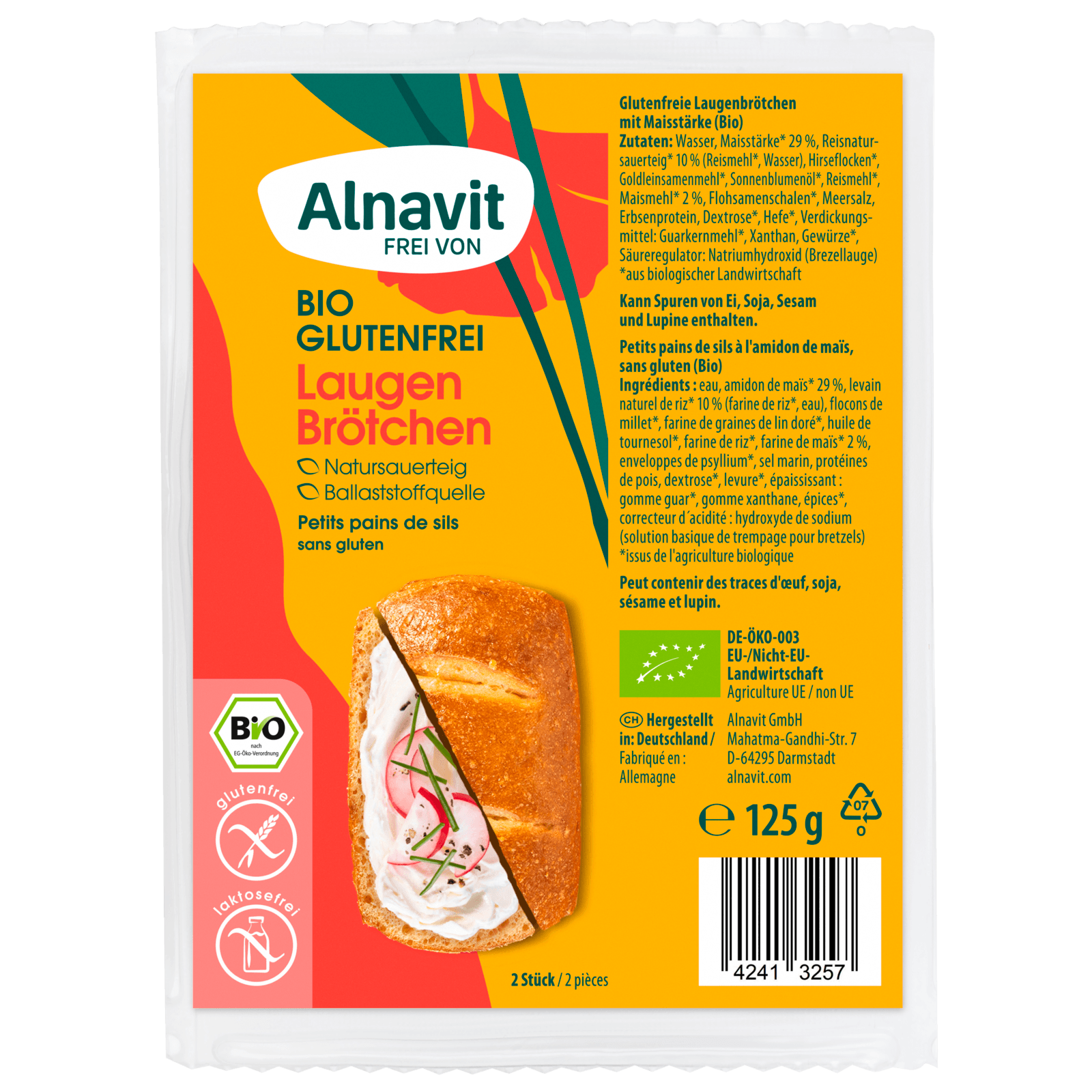 Alnavit Bio Laugenbrötchen glutenfrei 125g