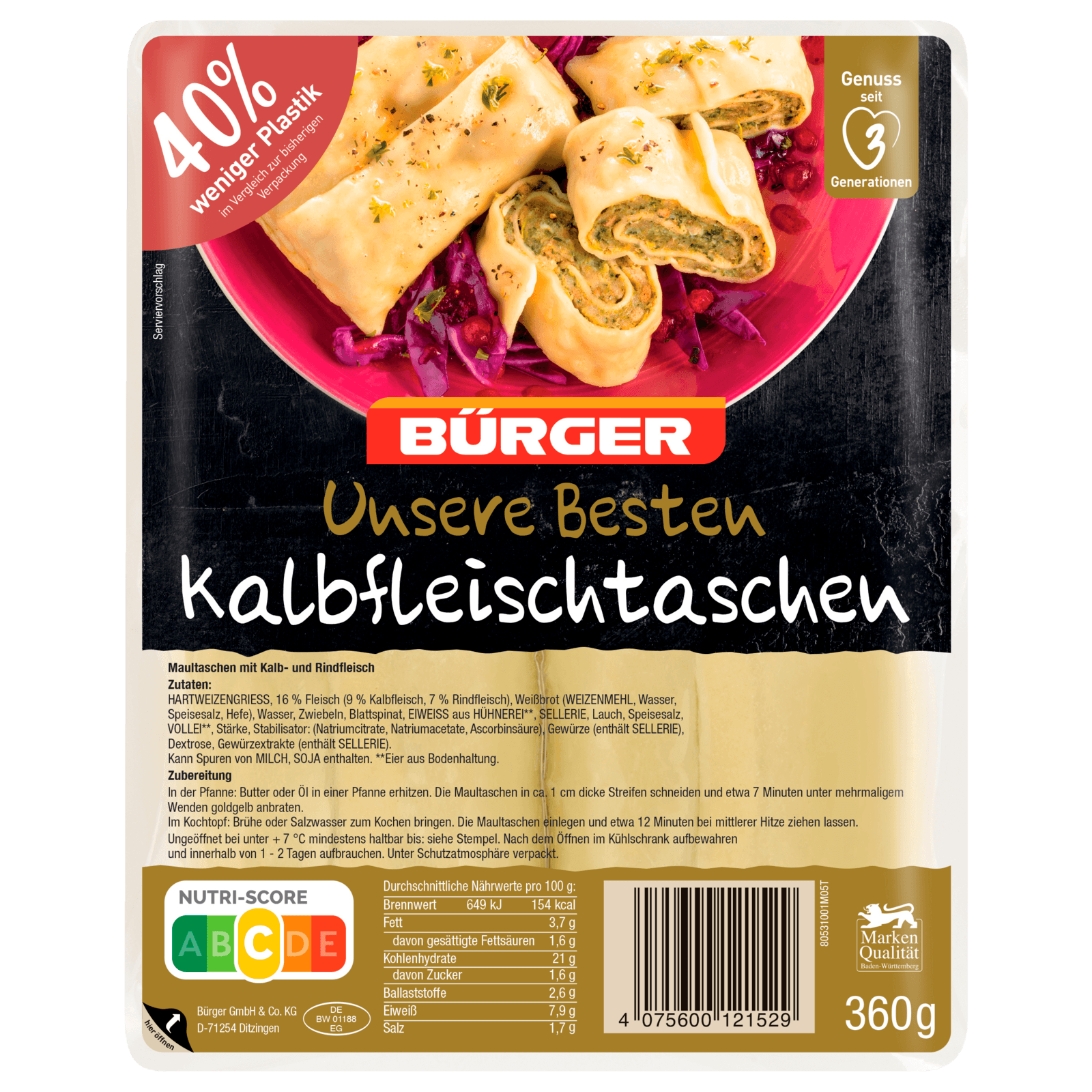 Bürger Kalbfleischtaschen 360g