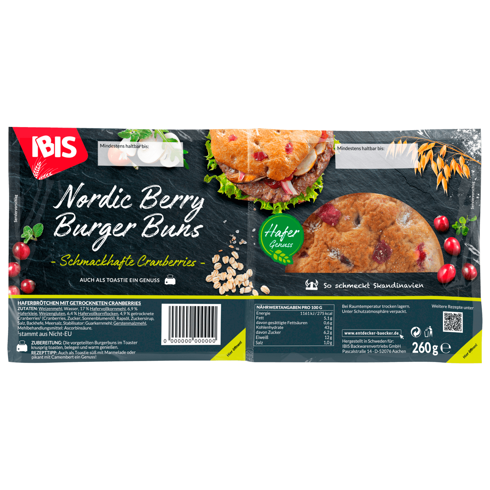 Ibis Nordic Berry Burger Buns 260g