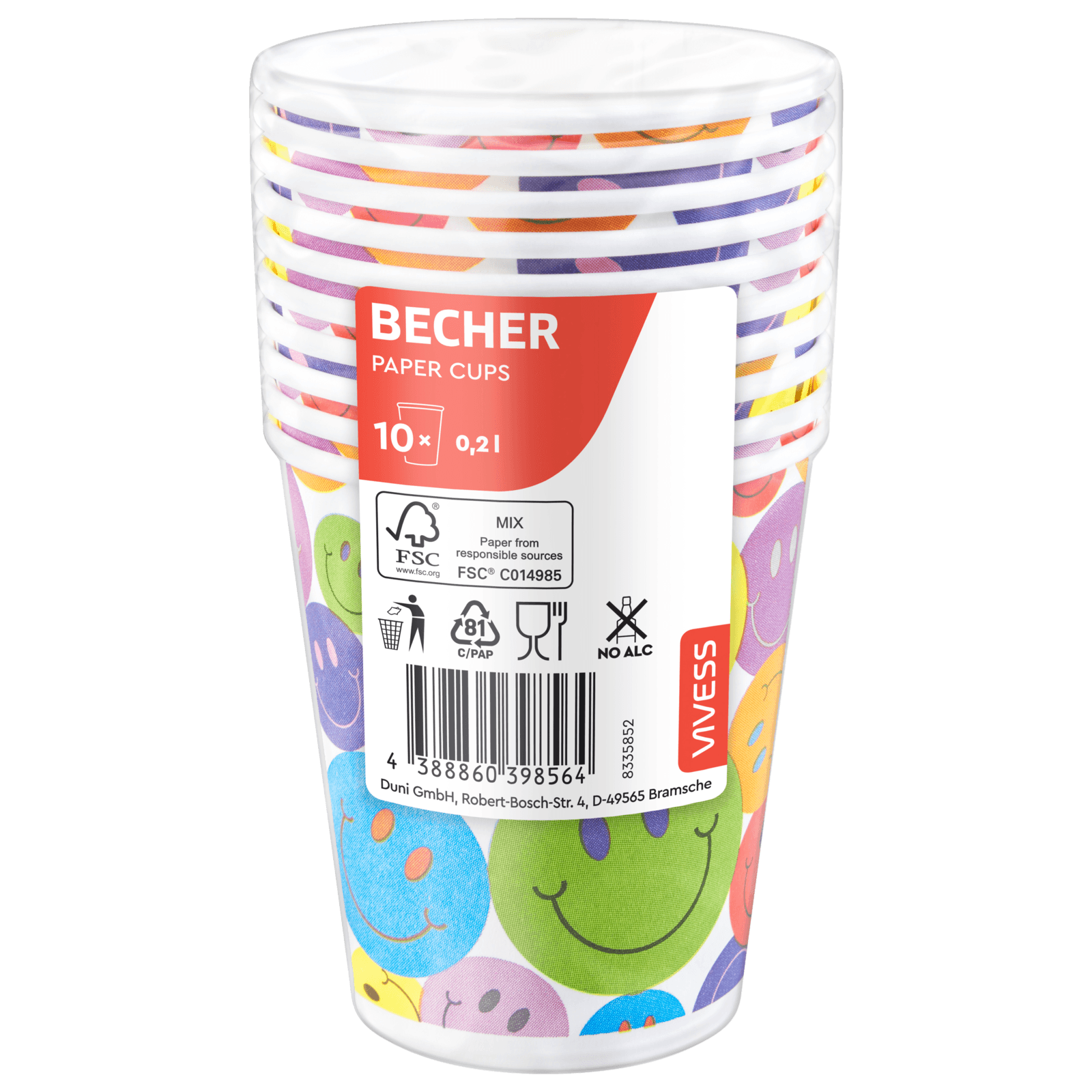 Vivess Motivpappbecher 0,2l 10 Stück