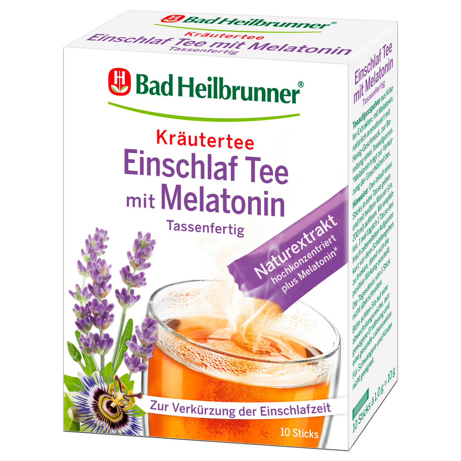 Bad Heilbrunner Kräutertee Einschlaftee mit Melatonin 10g, 10 Sticks