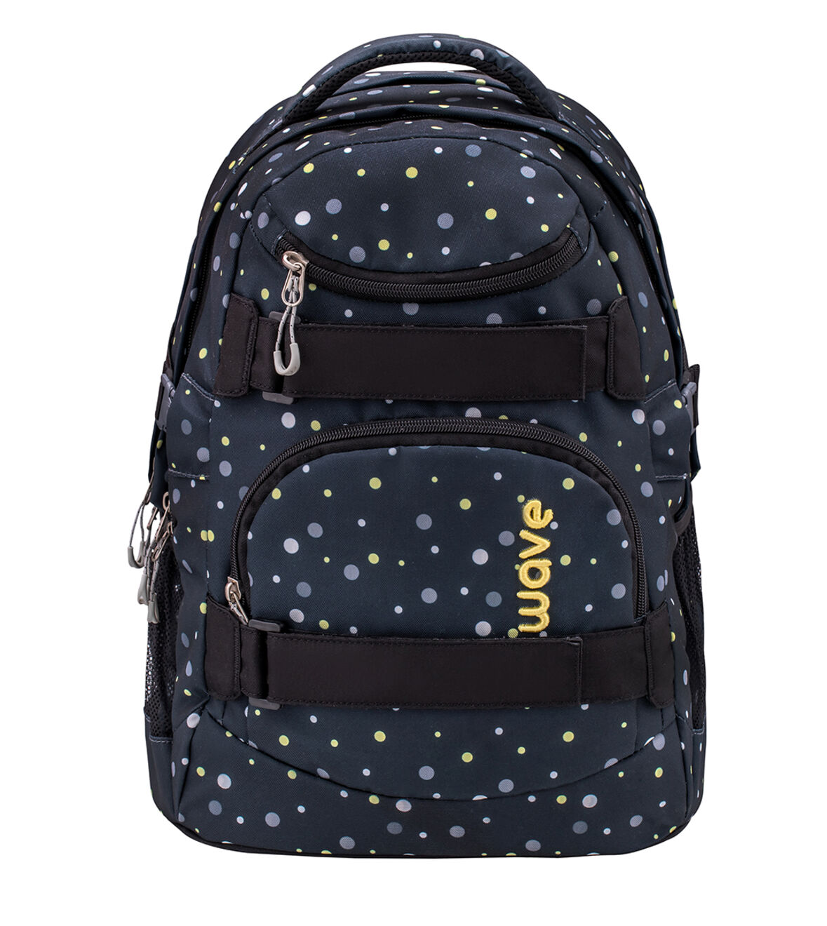 Belmil Schulrucksack Wave Infiniy Black and Yellow Dots schwarz