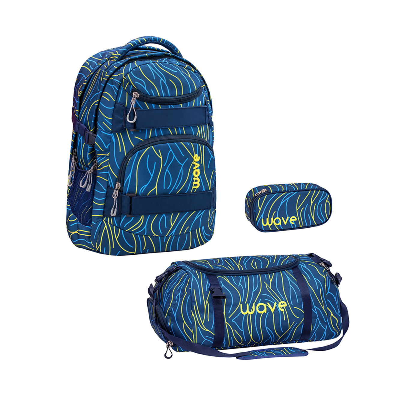 Belmil Schulrucksack Wave Infiniy Set 2 Yellow Lines blau