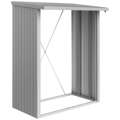 BIOHORT Kaminholzlager »WoodStock 150«, BxHxL: 157 x 199 x 102 cm, silber-metallic - silberfarben
