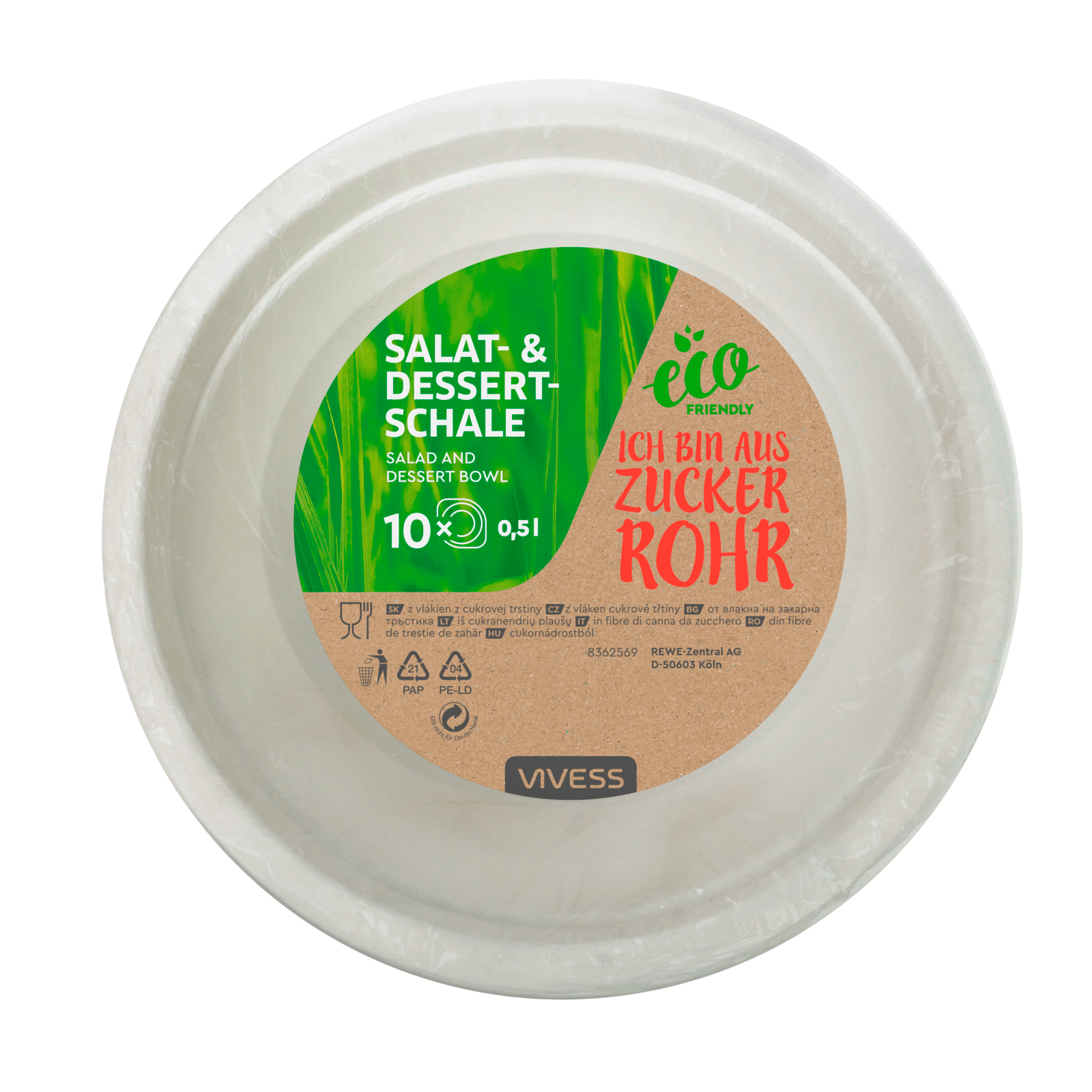 Vivess Salat- & Dessertschalen 0,5l eco friendly 10 Stück