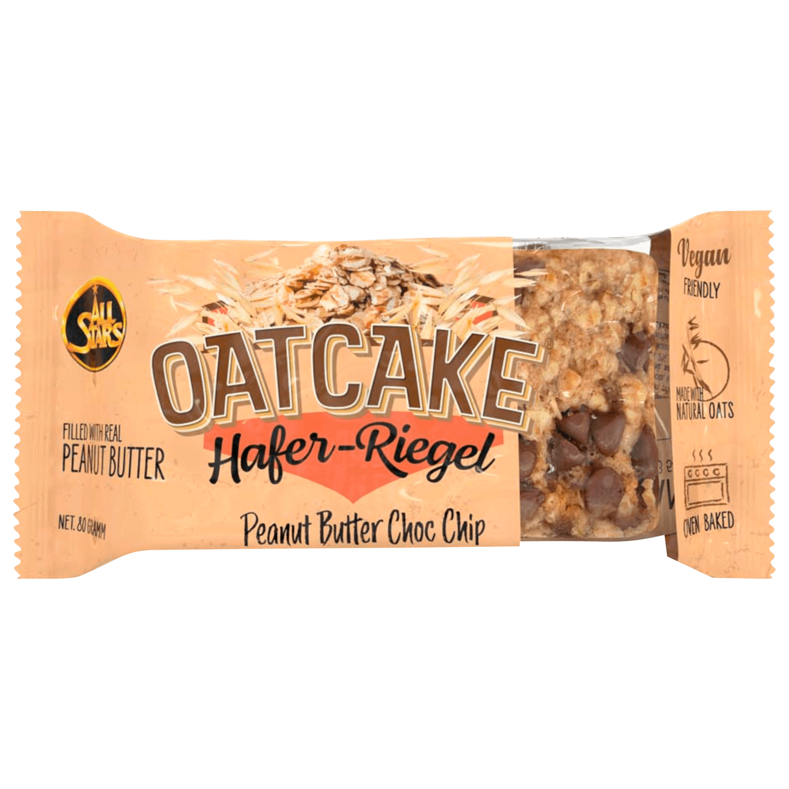 All Stars Oatcake Haferriegel Peanut Butter Choc Chip 80g