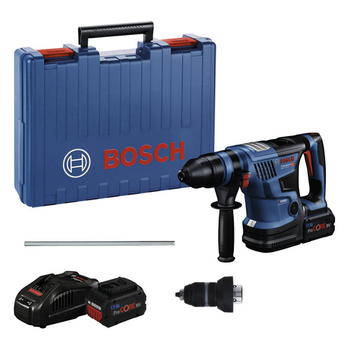 BOSCH Akku-Bohrhammer BITURBO mit SDS plus GBH 18V-34 CF mit 2x Akku ProCORE18V 5.5Ah - blau