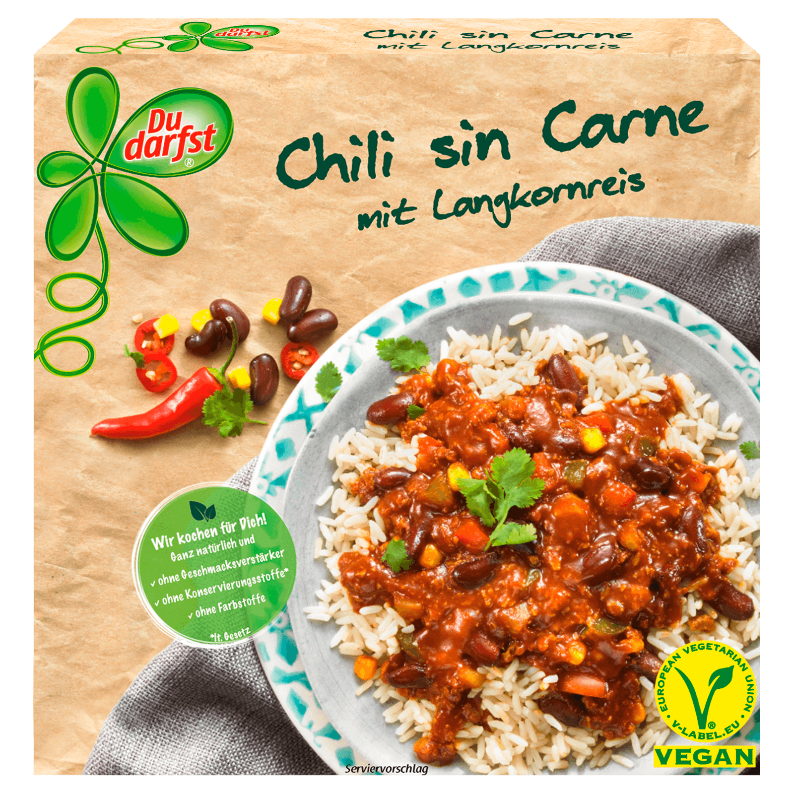 Du darfst Chili Sin Carne mit Langkornreis vegan 375g