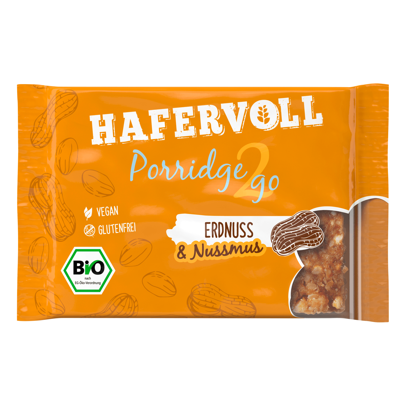 Hafervoll Bio Porridge2Go Erdnuss & Nussmus vegan 55g