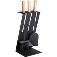ADURO Kaminbesteck »Baseline 3«, 4-tlg., Metall/Stahl/Holz, schwarz/braun - schwarz | braun