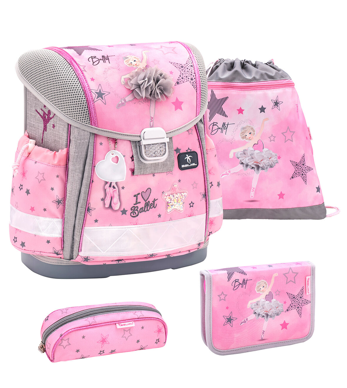 Belmil Schulranzen Set Classy 4tlg. Ballet Light Pink grau