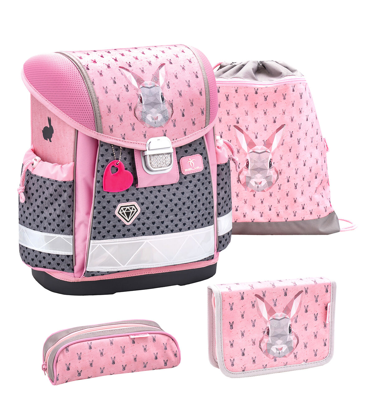 Belmil Schulranzen Set Classy 4tlg. Bunny rosa