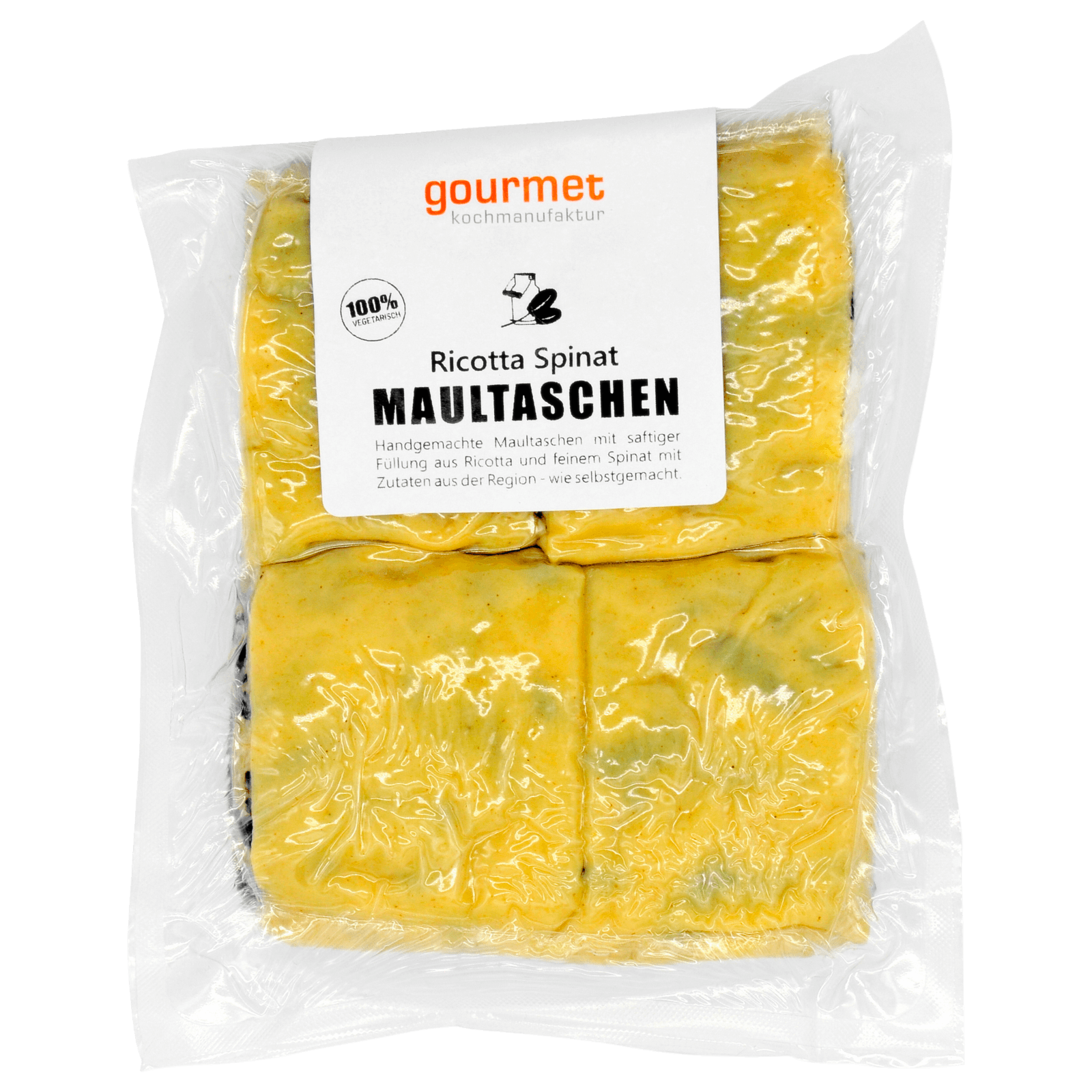 Gourmet Kochmanufaktur Vegetarische Ricotta-Spinatmaultaschen 4 Stück