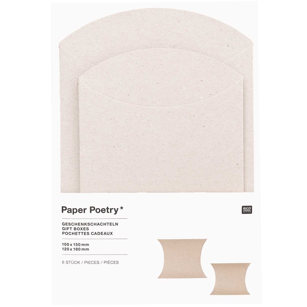 Paper Poetry Geschenkschachteln Set 6 Stück Graukarton