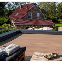 elephant® WPC-Terrassendiele »strongWood«, BxHxL: 143 x 20 x 5000 mm, 2-Farbig ,co-extrudiert (ummantelt) - grau | braun