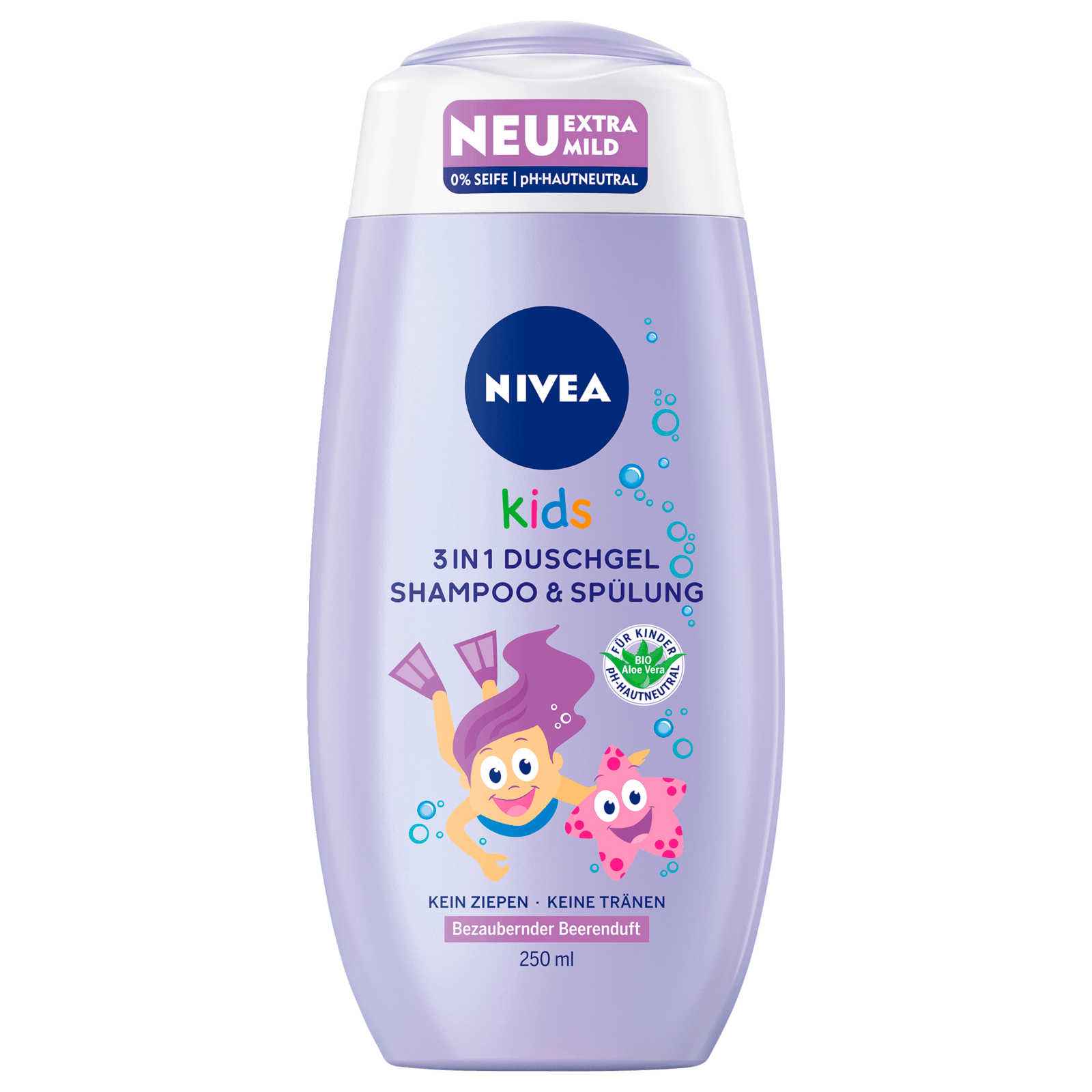 NIVEA Kids 3in1 Duschgel Shampoo & Spülung Bezaubernder Beerenduft 250ml