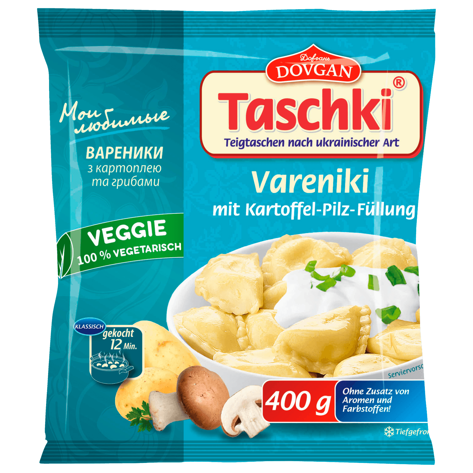 Dovgan Teigtaschen Vareniki mit Kartoffel-Pilz-Füllung 400g