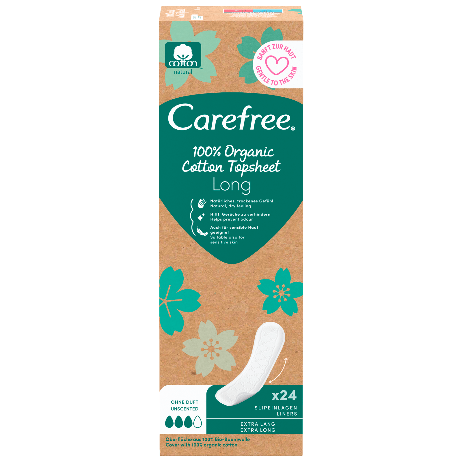 Carefree Slipeinlagen Organic Cotton extra lang 24 Stück