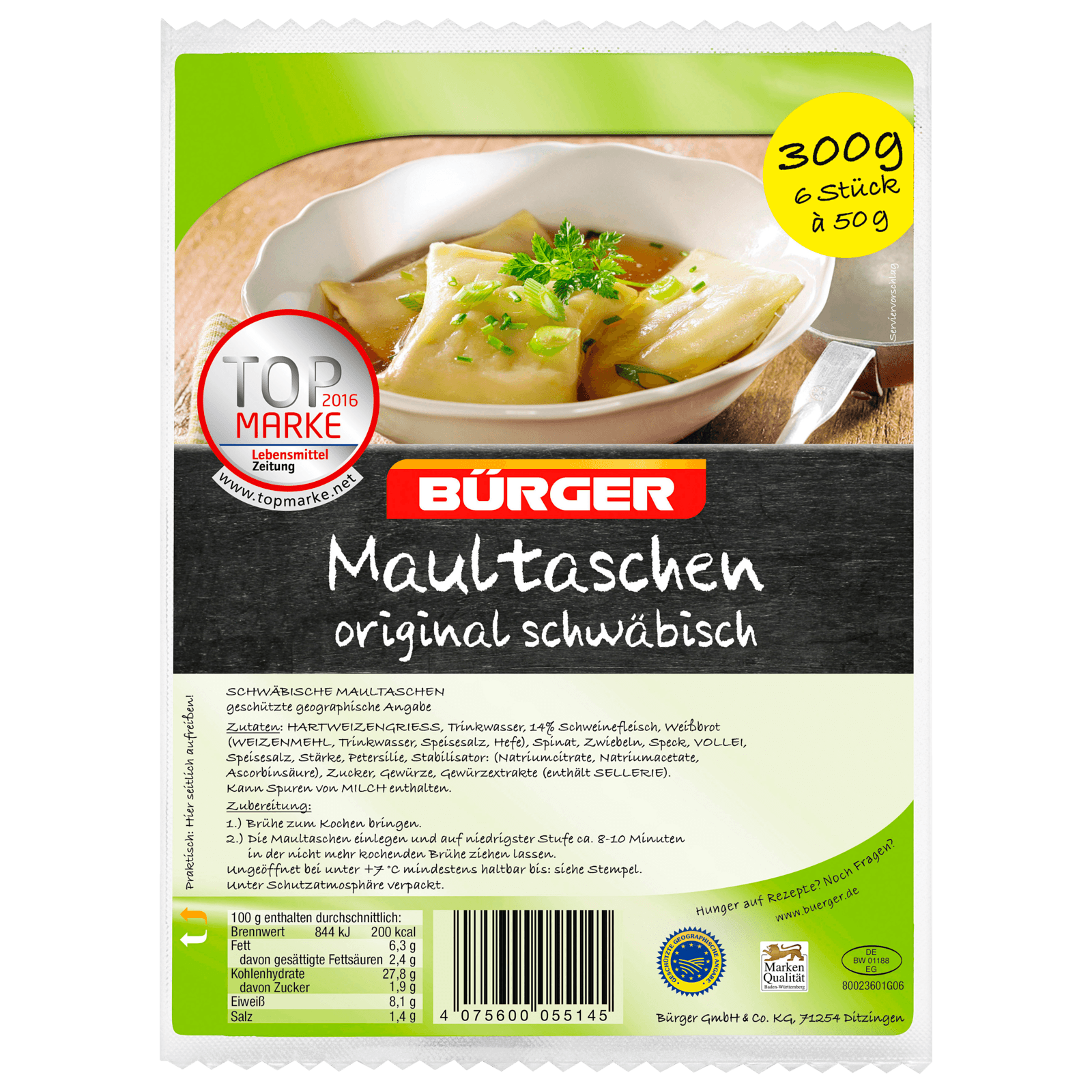 Bürger Schwäbische Maultaschen 300g