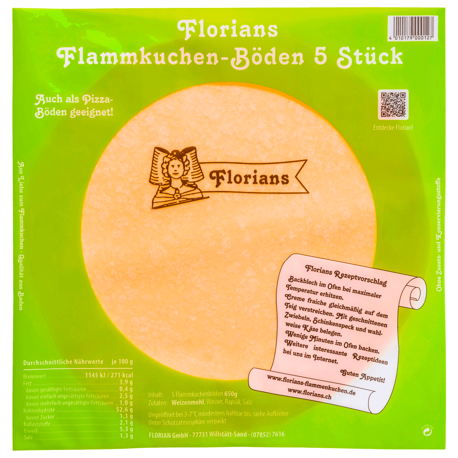 Florian's Flammkuchen-Böden rund 5x130 g