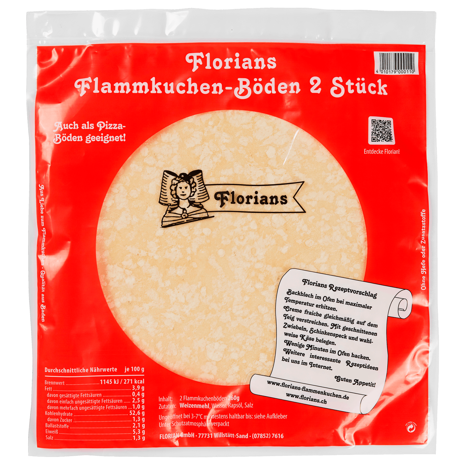 Florian's Flammkuchen-Böden rund 2 x 130 g