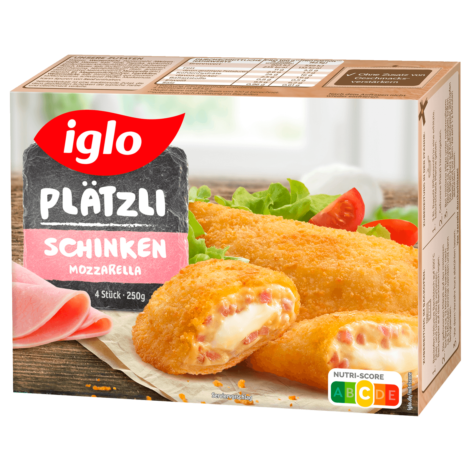 Iglo Plätzli Schinken Mozzarella 250g