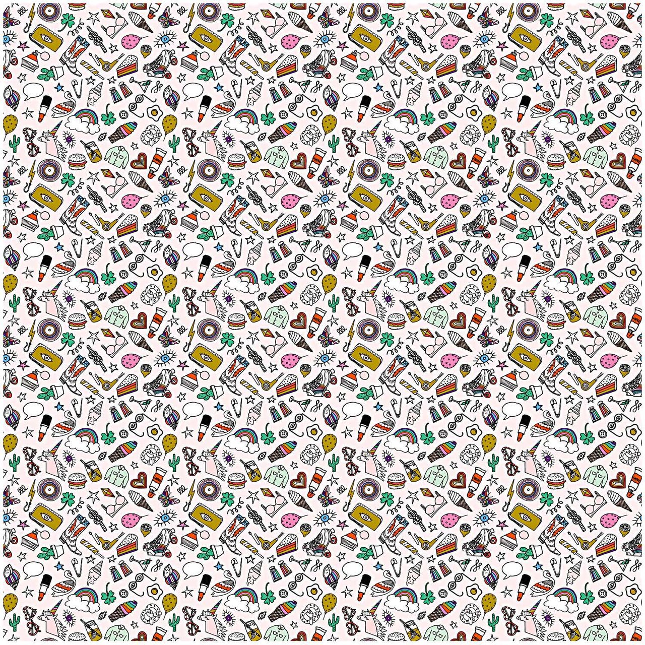 Rico Design Stoff Icons rosa-mehrfarbig-gold 140cm