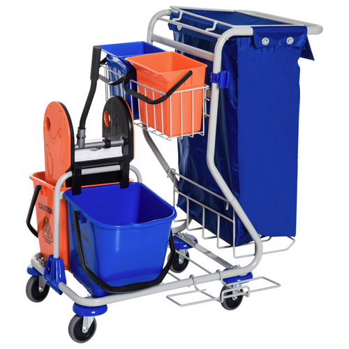 HOMCOM Reinigungswagen, max. Tragfähigkeit: 25 kg, blau/orange - bunt