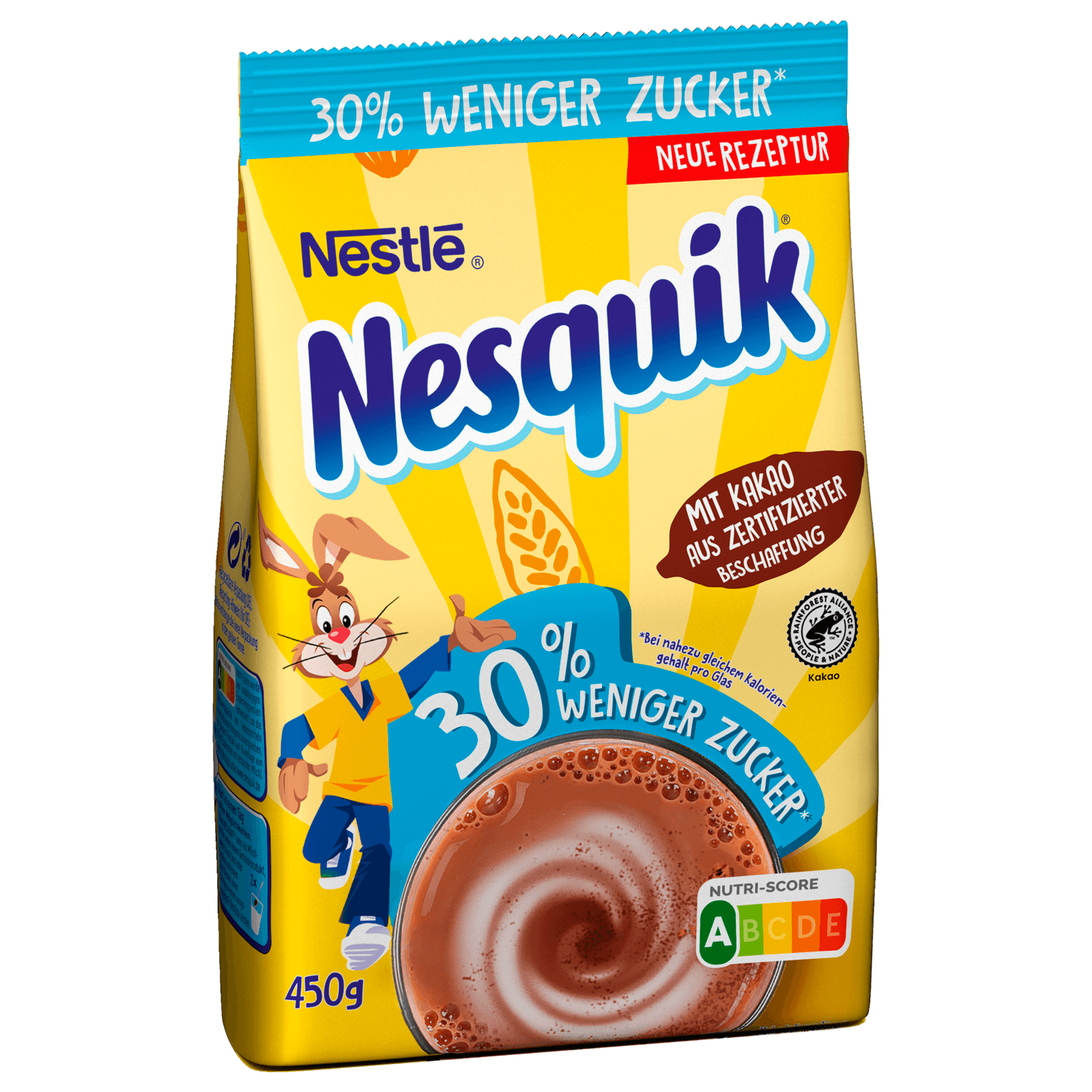 Nestlé Nesquik kakaohaltiges Getränkepulver zuckerreduziert mit Ballaststoffen 450g