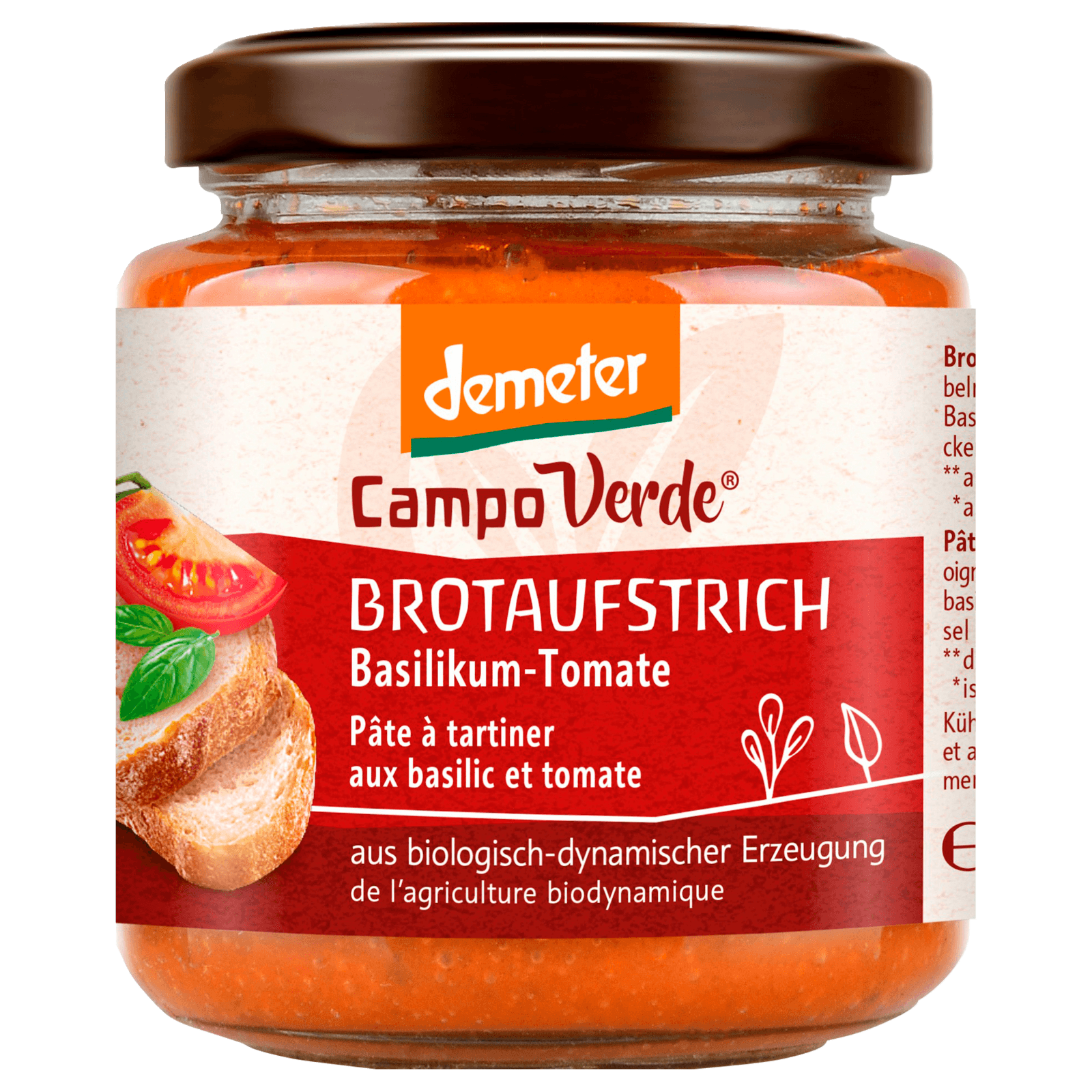 Campo Verde Bio Demeter Brotaufstrich Basilikum Tomate 110g