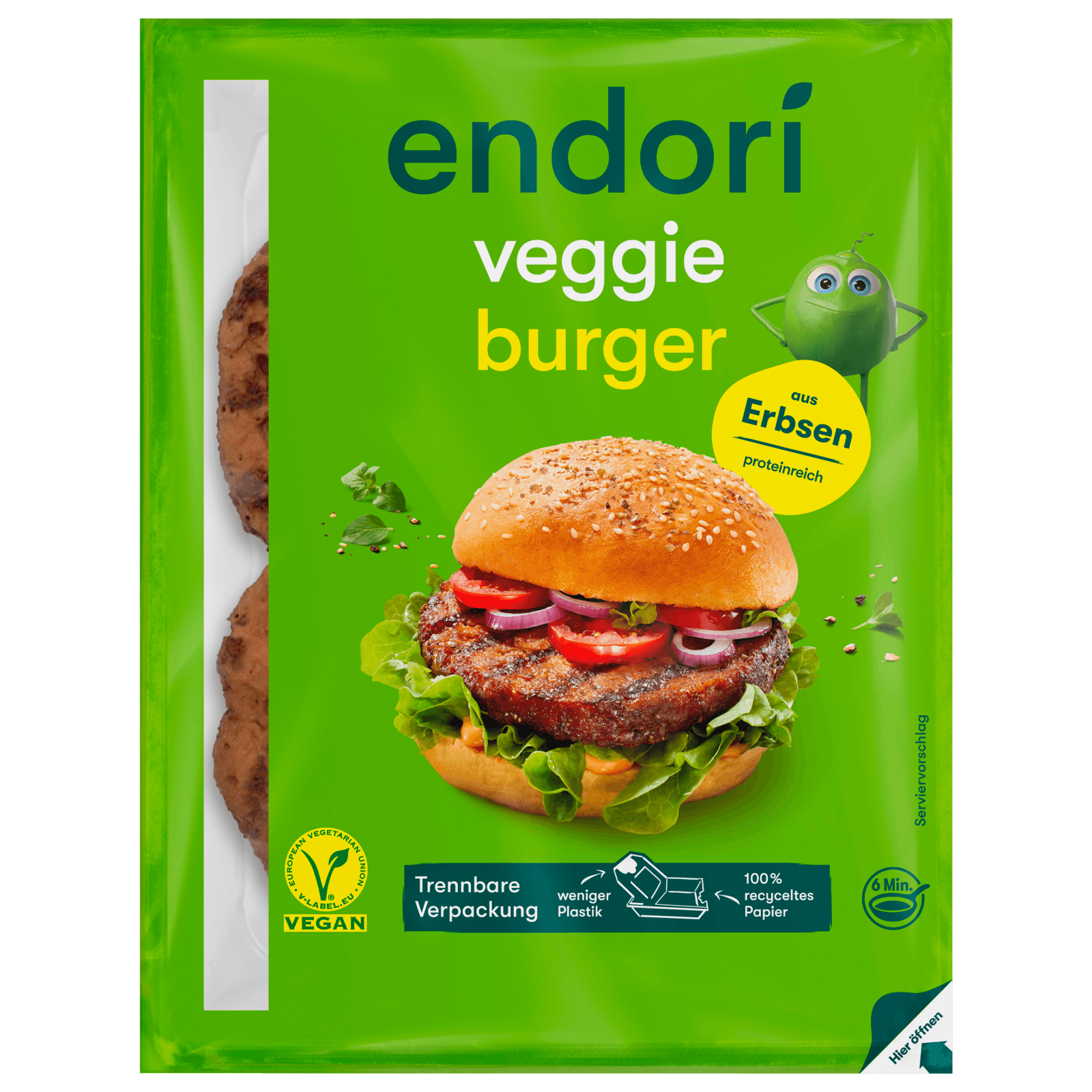 Endori Veggie Burger aus Erbsen vegan 180g