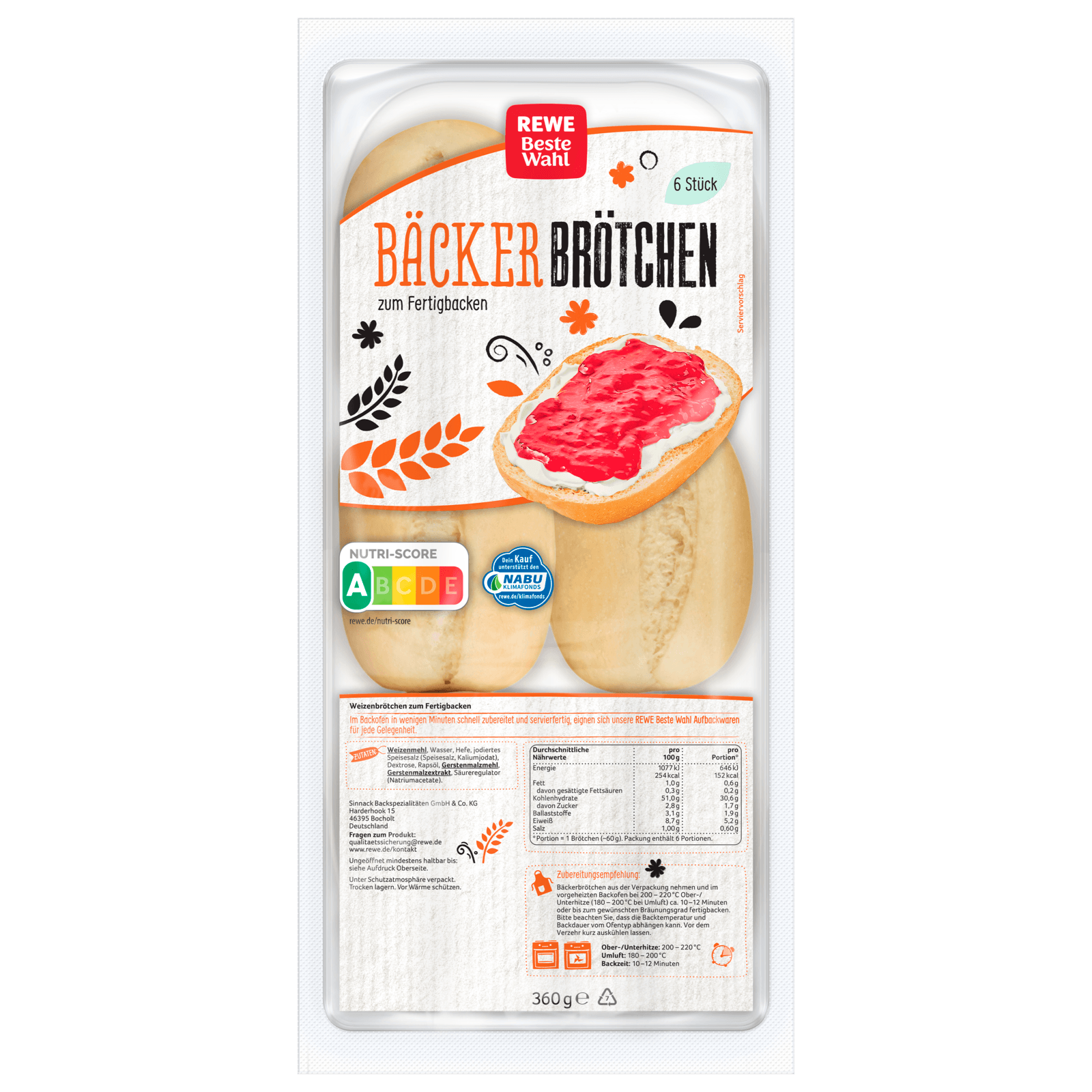 REWE Beste Wahl Bäcker-Brötchen 360g