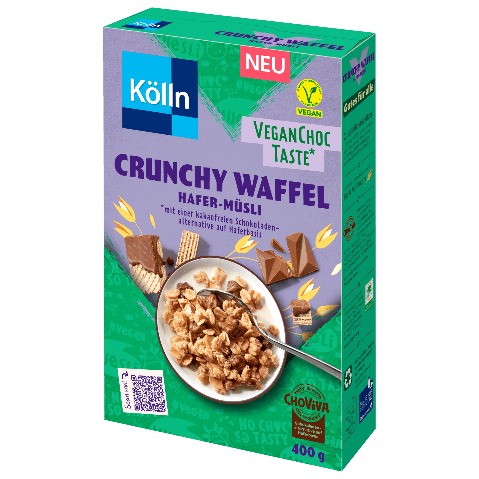 Kölln Crunchy Waffel Hafer-Müsli VeganChocTaste vegan 400g