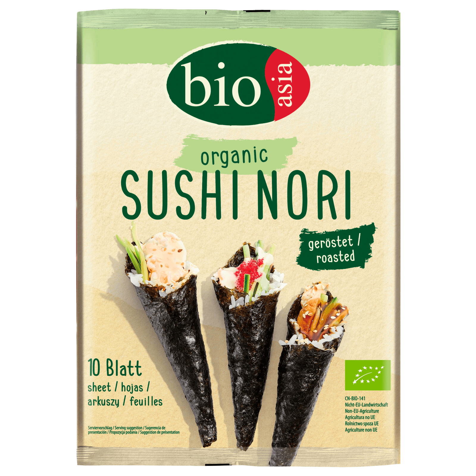 Bio Asia Bio Sushi Nori geröstet vegan 10 Blatt, 25g