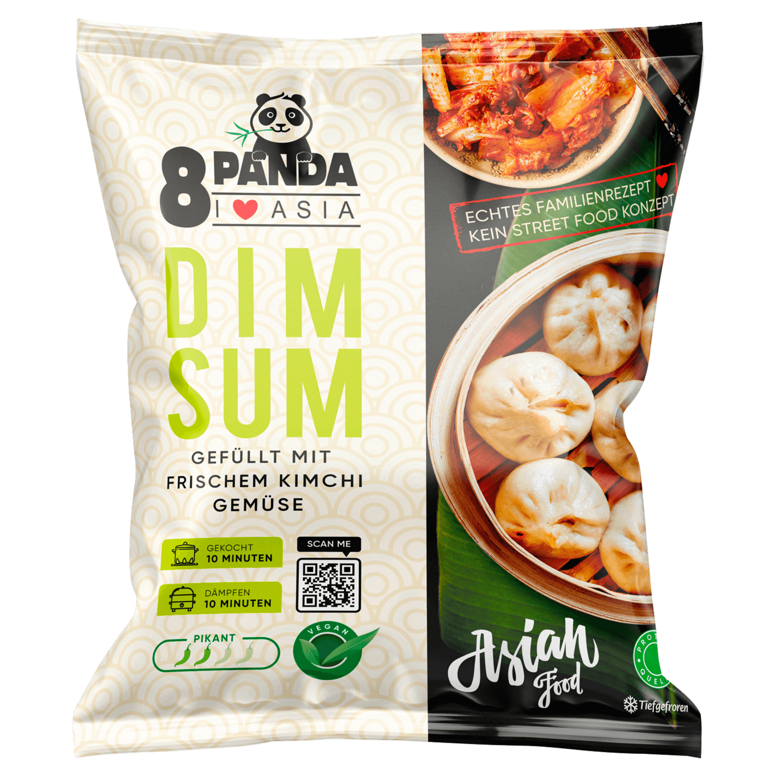 8 Panda Dim Sum mit Kimchi und Gemüse vegan 400g