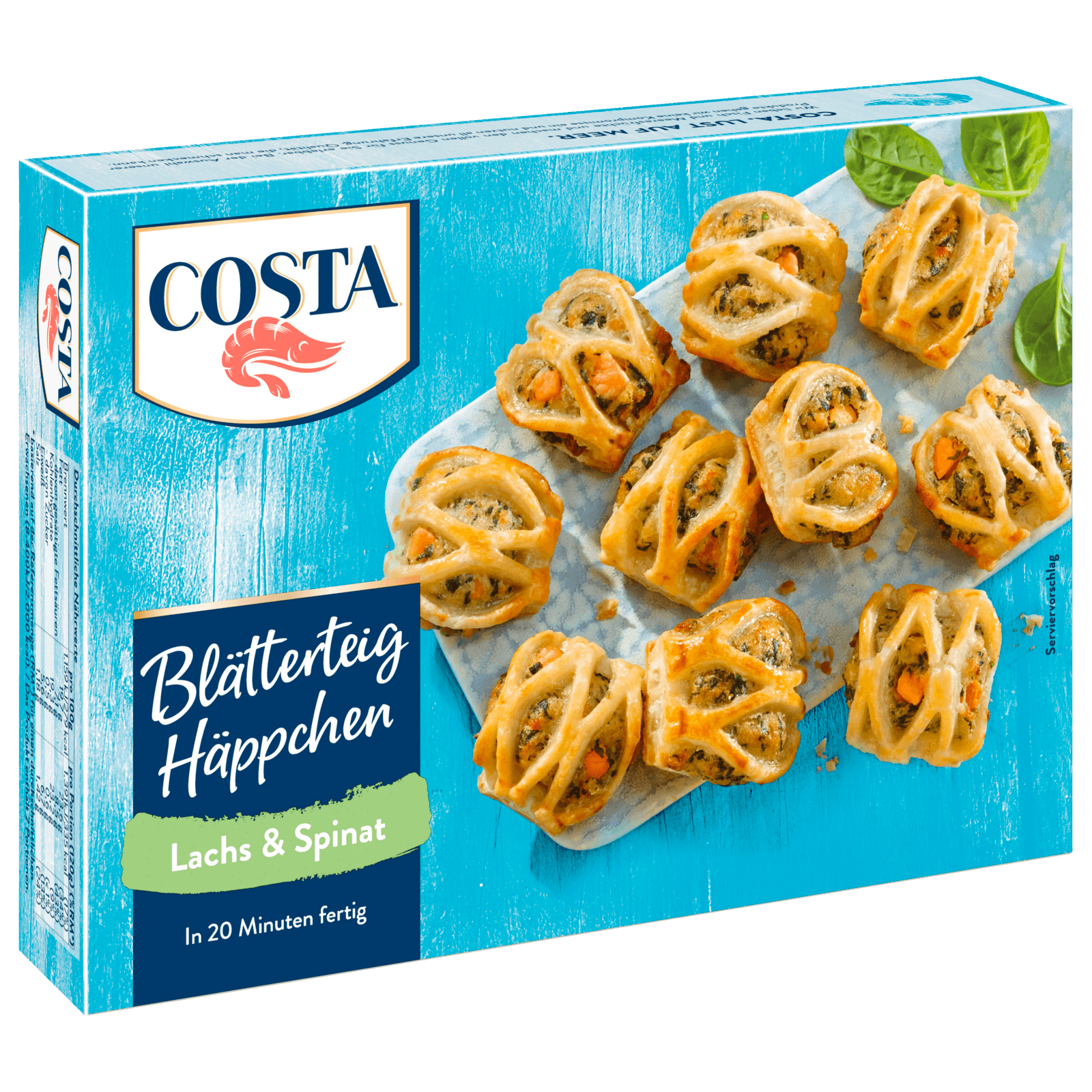 Costa Blätterteig Häppchen Lachs & Spinat 240g