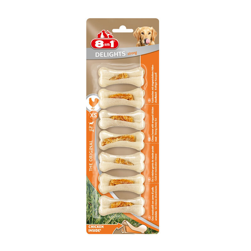 8in1 Delights Strong Kauknochen Kiefertraining XS 7 Stück