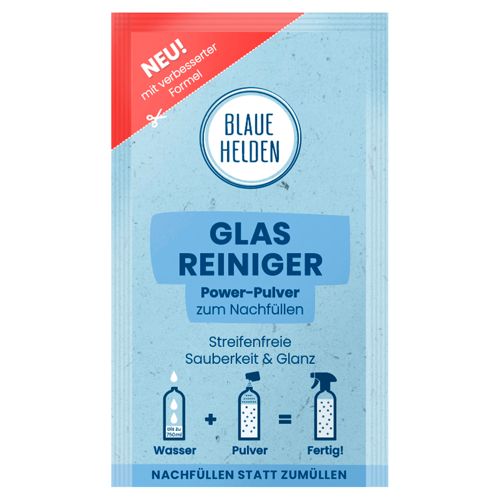 Blaue Helden Glas Reiniger Power-Pulver 10g