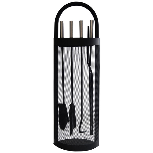 ALPERTEC Kamingarnitur, HxL: 67 x 16 cm, silberfarben, schwarz