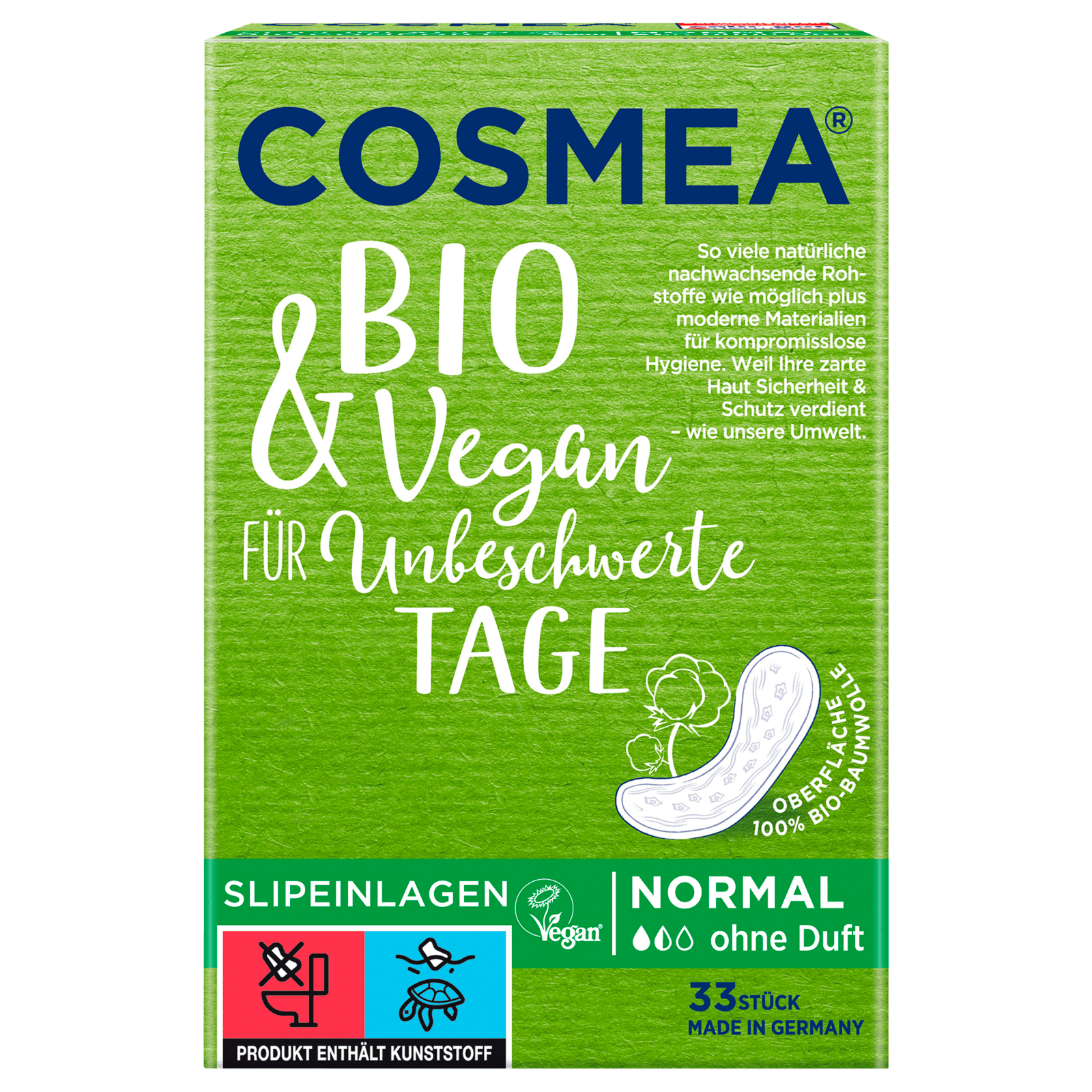 Cosmea Bio & Vegan Slipeinlagen Bio Comfort Normal 33 Stück