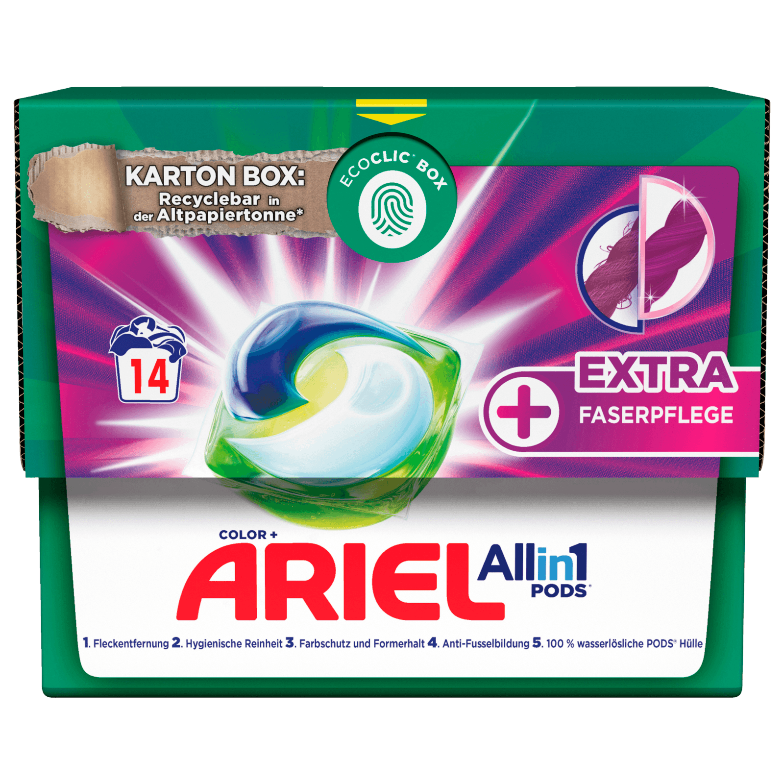 Ariel Colorwaschmittel + extra Faserpflege All-in-1 Pods 14WL 352g