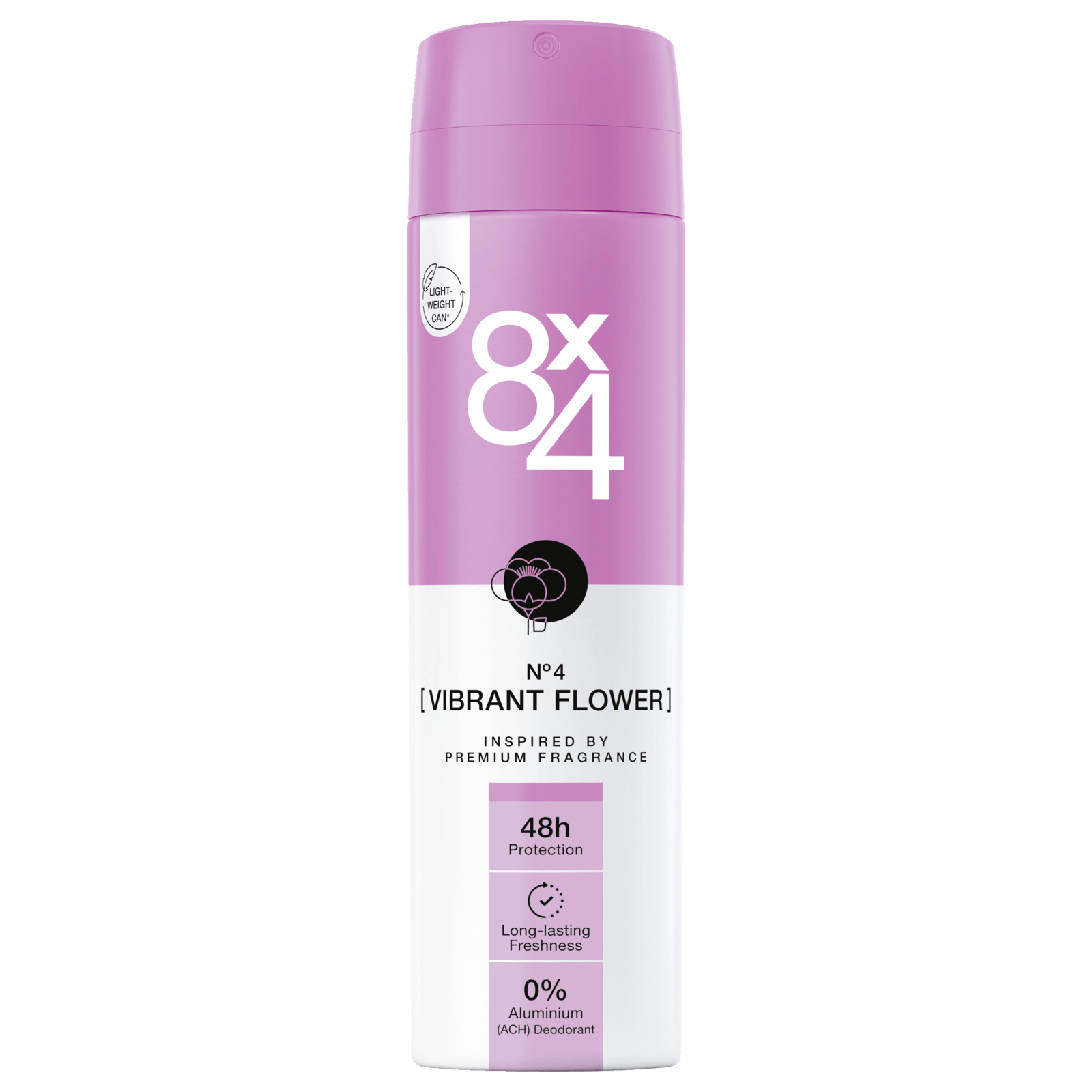 8x4 Deospray No.4 Vibrant Flower ohne Aluminium 150ml