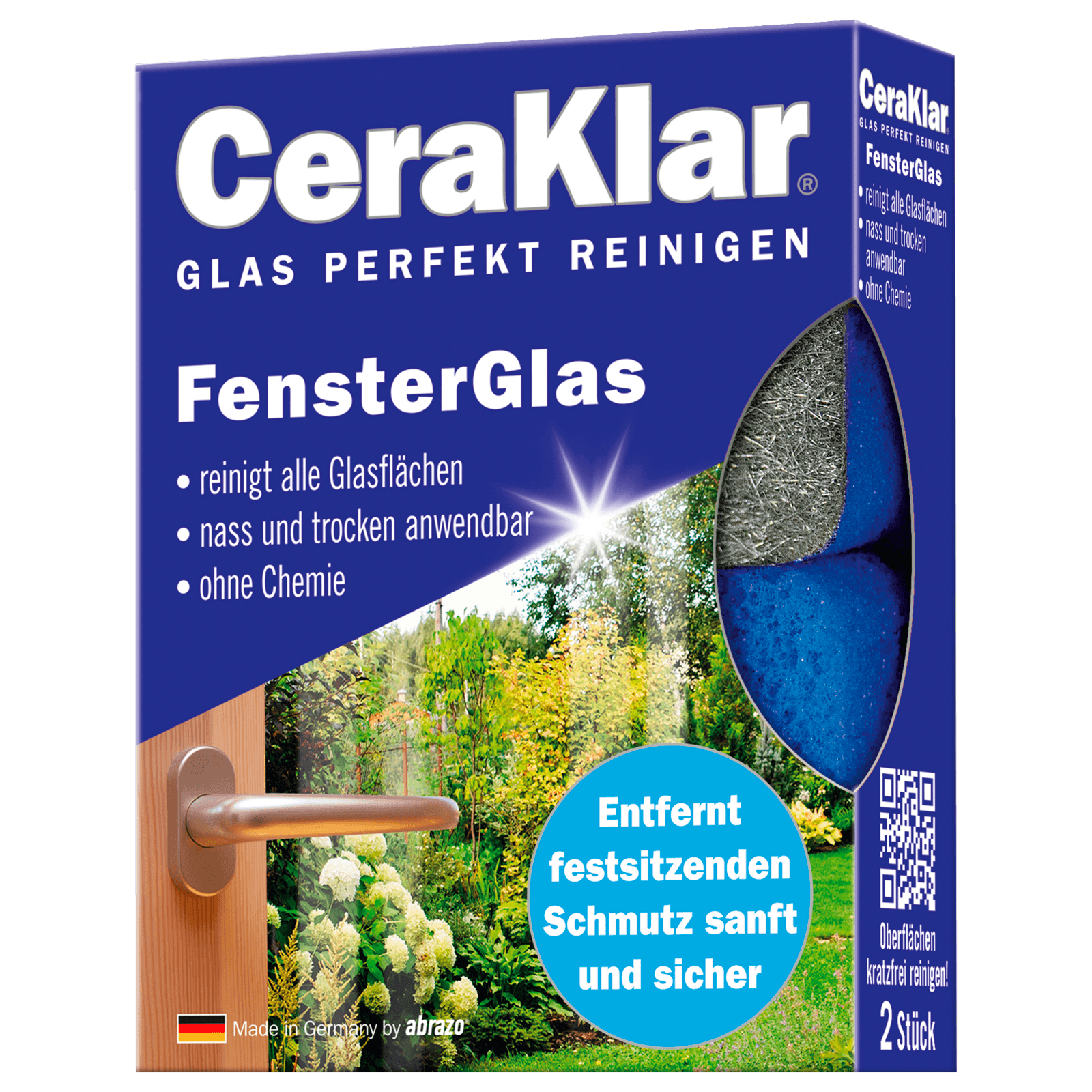 CERAKLAR FENSTERGLAS REINIGER SCHWÄMME KRATZFREI 2 STÜCK